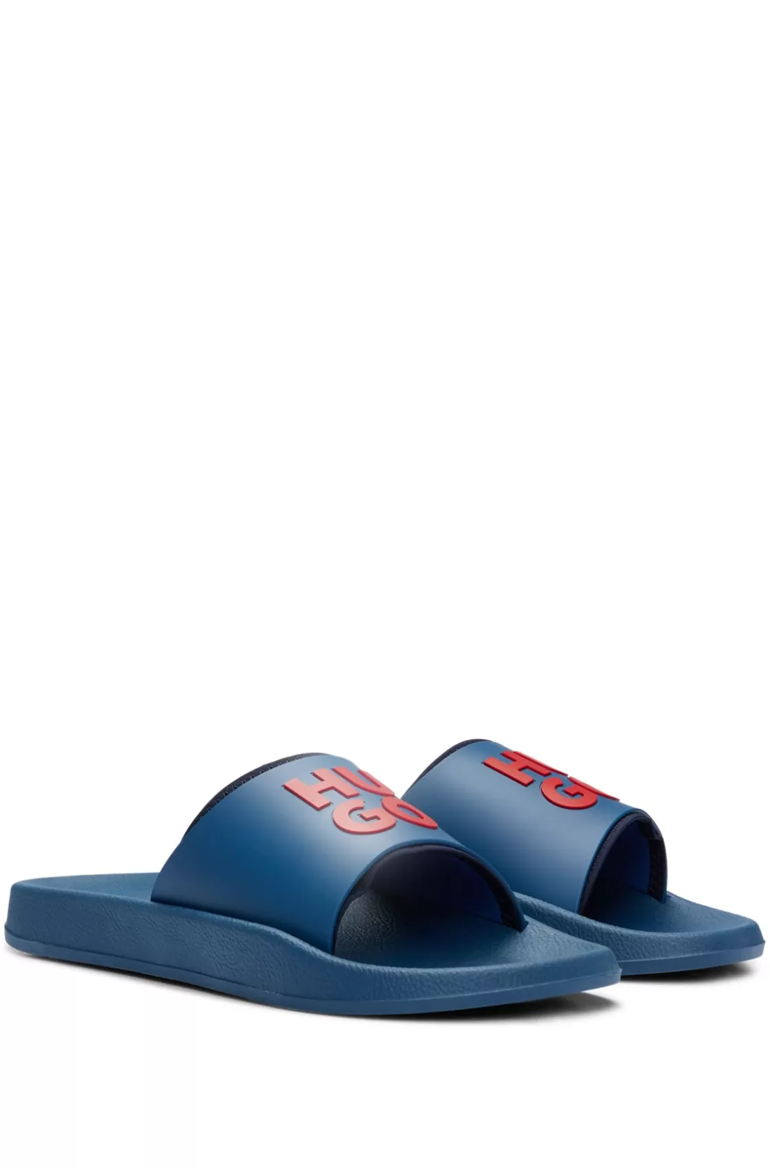 HUGO BOSS Slides With Logo-branded Straps Blue Clearance
