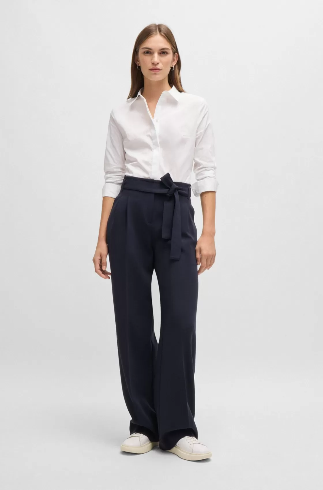 HUGO BOSS Slim-fit Blouse In Poplin White Sale