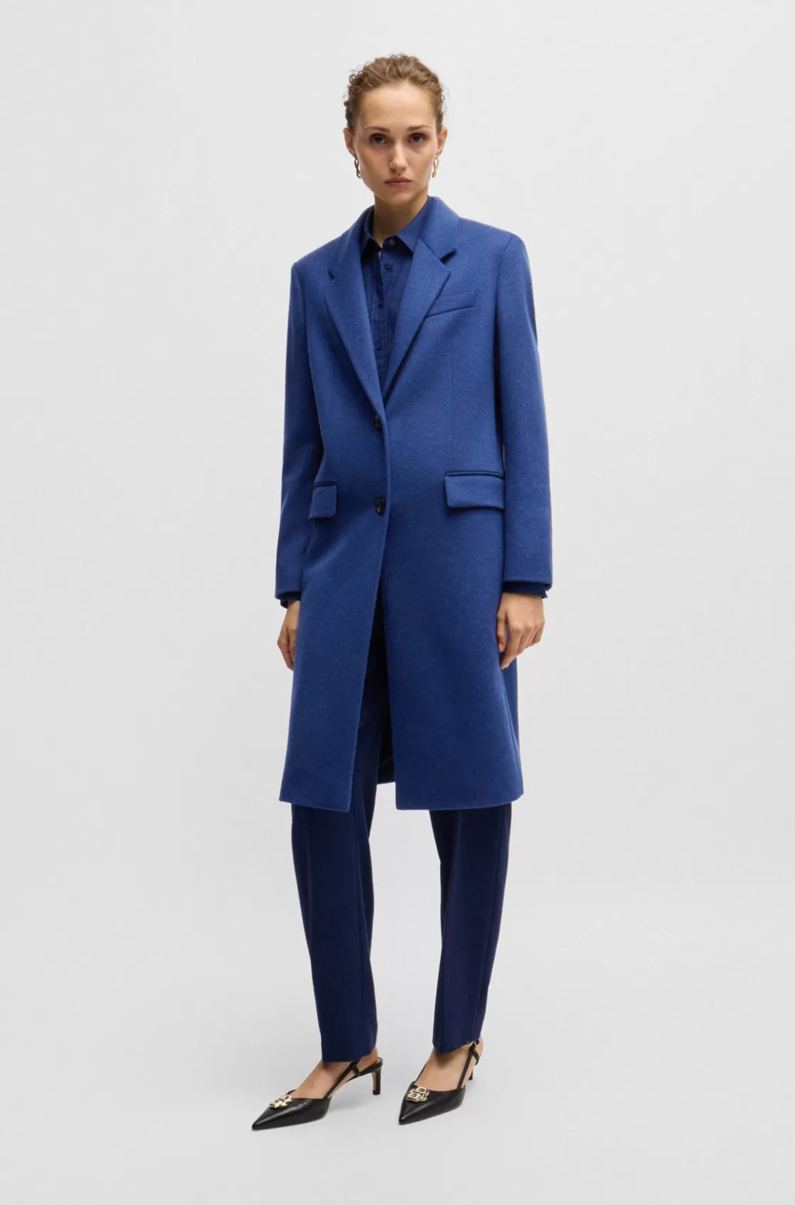 HUGO BOSS Slim-fit Business Coat In Wool And Cashmere Patterned Cheap