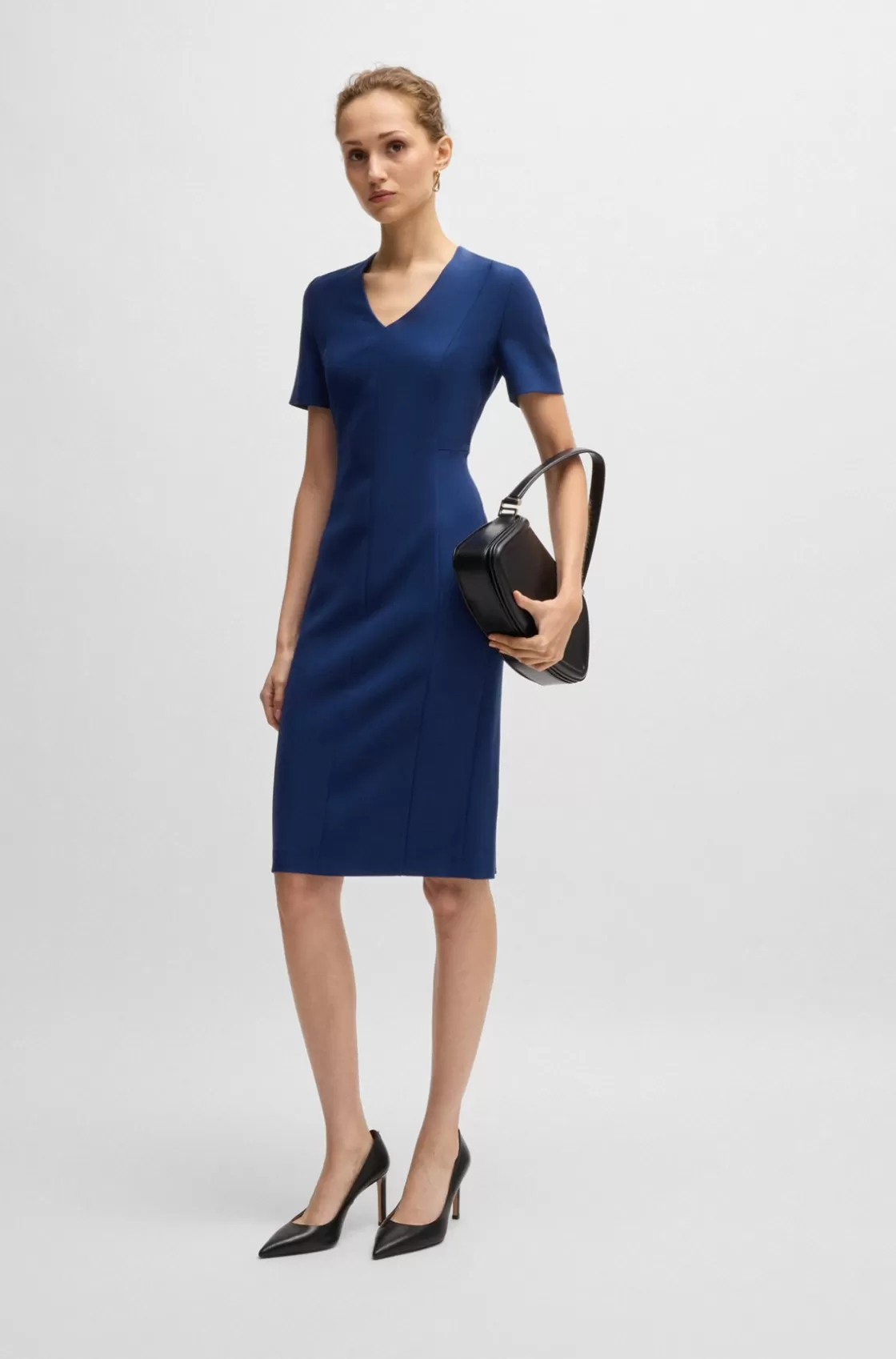 HUGO BOSS Slim-fit Business Dress In Stretch Fabric Light Blue Sale