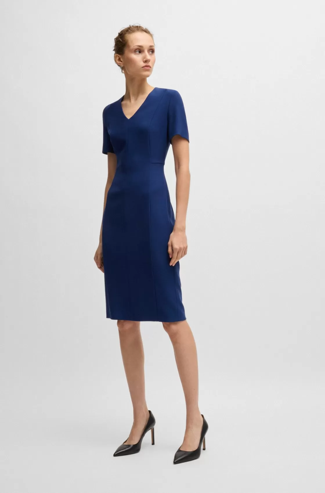 HUGO BOSS Slim-fit Business Dress In Stretch Fabric Light Blue Sale