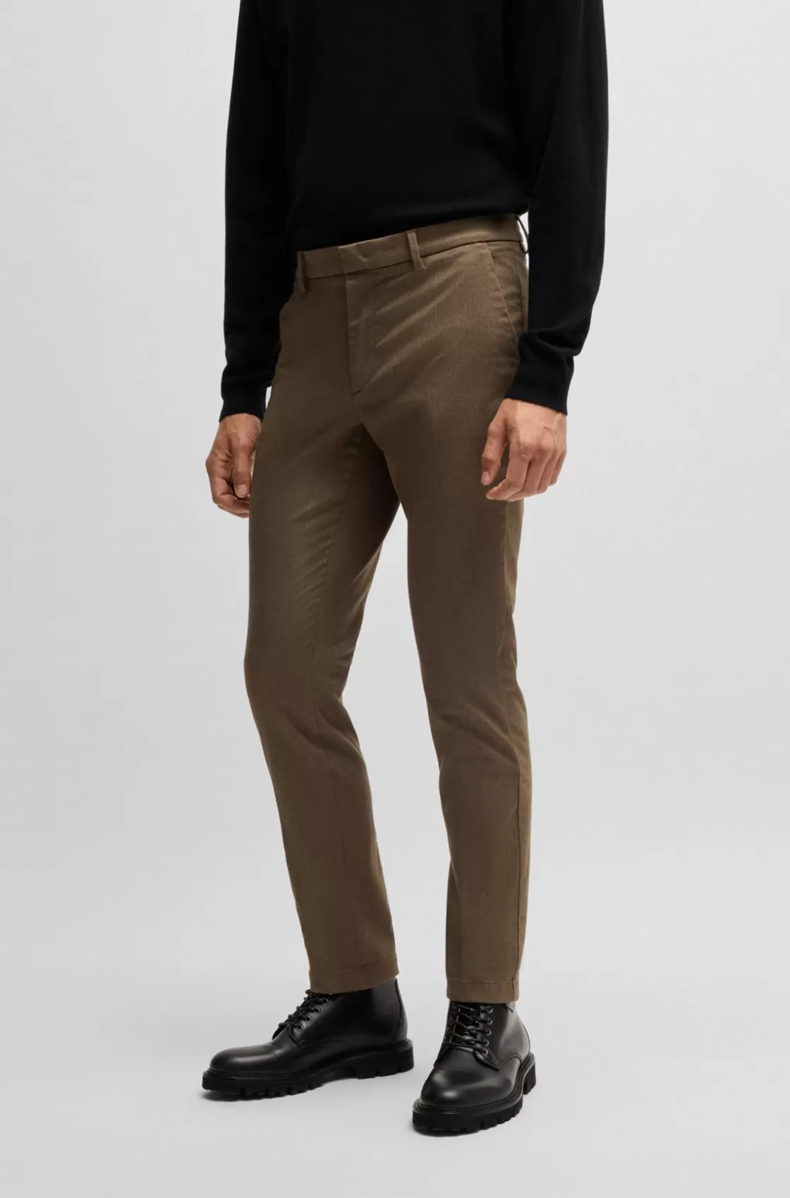 HUGO BOSS Slim-fit Chinos In Mouliné Twill Light Green Best Sale