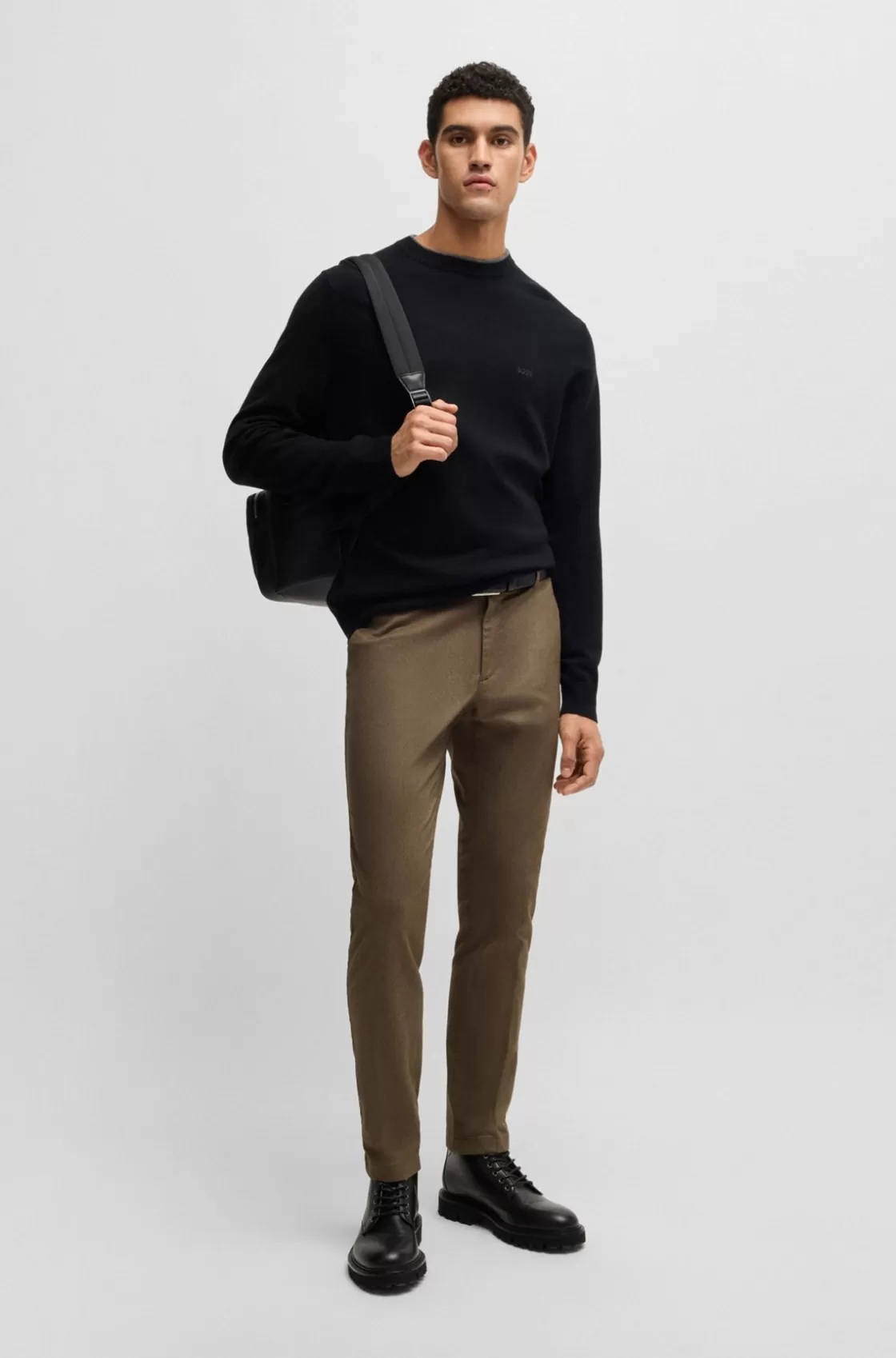 HUGO BOSS Slim-fit Chinos In Mouliné Twill Light Green Best Sale