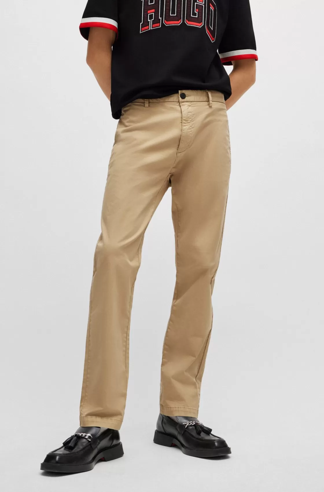 HUGO BOSS Slim-fit Chinos In Stretch-cotton Gabardine Beige Best