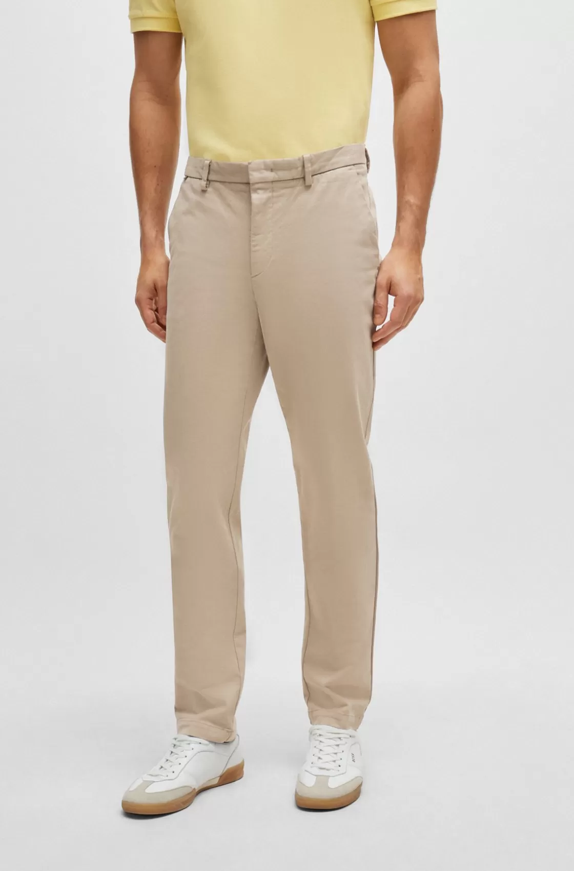 HUGO BOSS Slim-fit Chinos In Stretch-cotton Gabardine Light Beige Sale