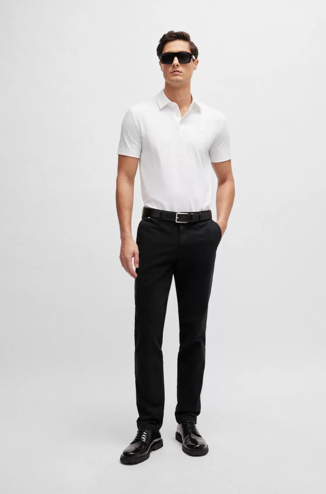 HUGO BOSS Slim-fit Chinos In Stretch-cotton Gabardine Black Clearance