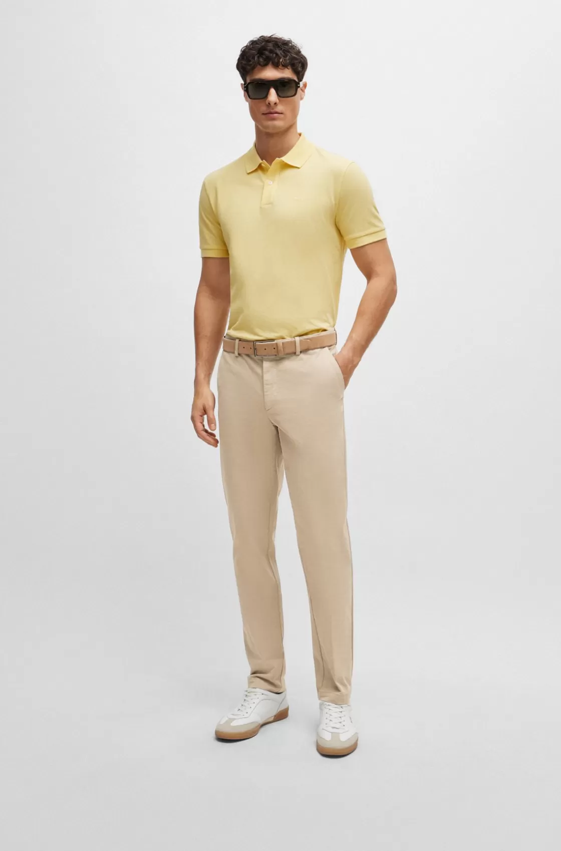 HUGO BOSS Slim-fit Chinos In Stretch-cotton Gabardine Light Beige Sale