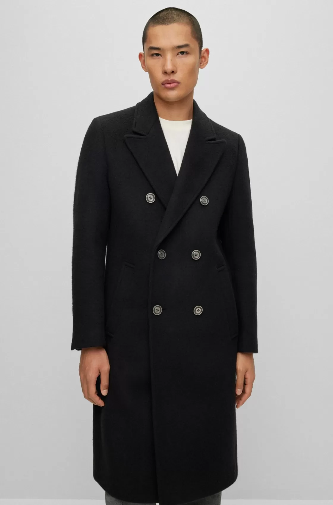 HUGO BOSS Slim-fit Coat In A Wool Blend Black Best