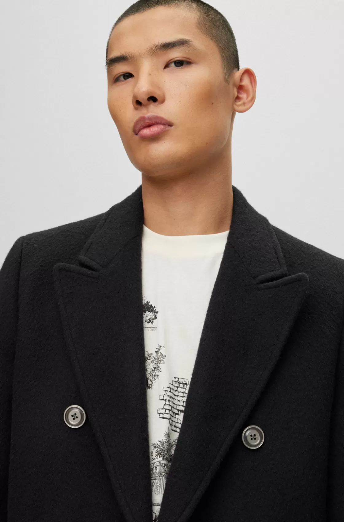 HUGO BOSS Slim-fit Coat In A Wool Blend Black Best