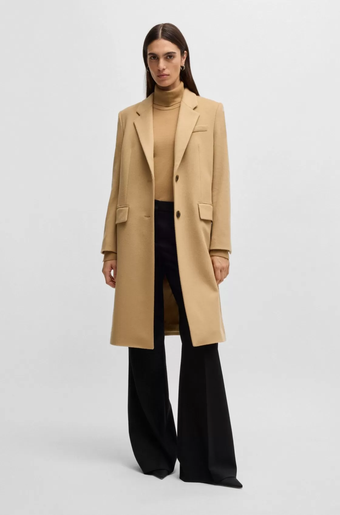 HUGO BOSS Slim-fit Coat In Wool And Cashmere Beige Shop