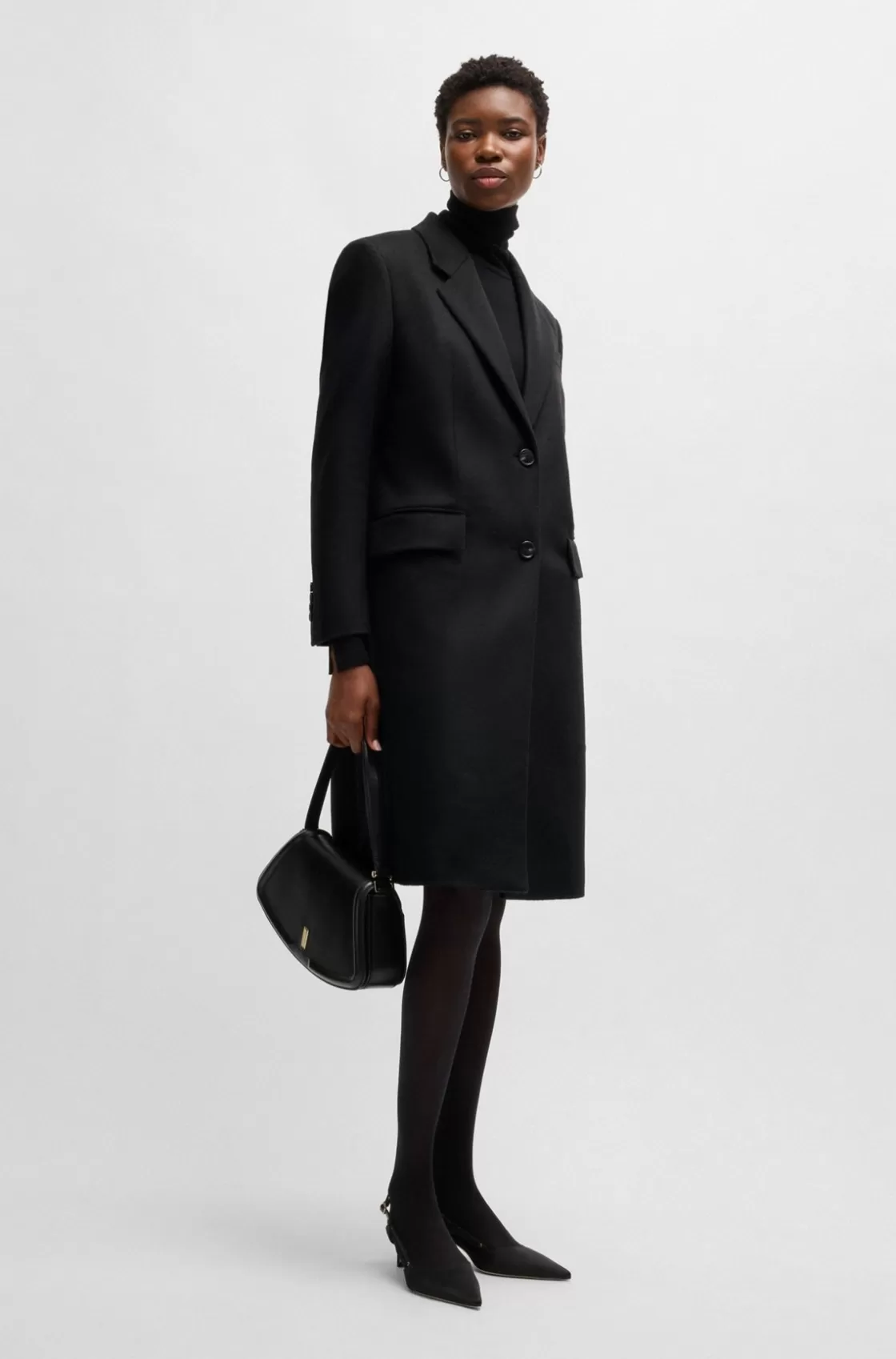 HUGO BOSS Slim-fit Coat In Wool And Cashmere Black Outlet