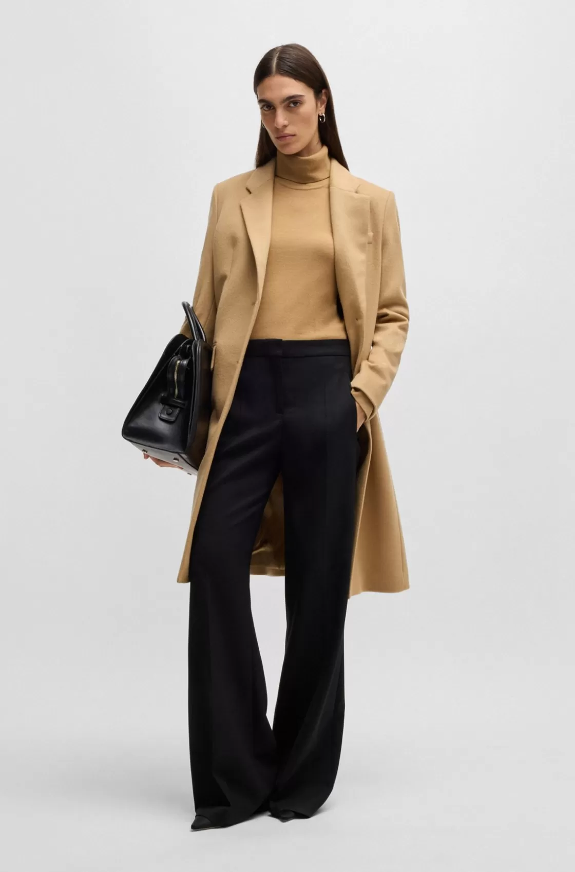 HUGO BOSS Slim-fit Coat In Wool And Cashmere Beige Shop