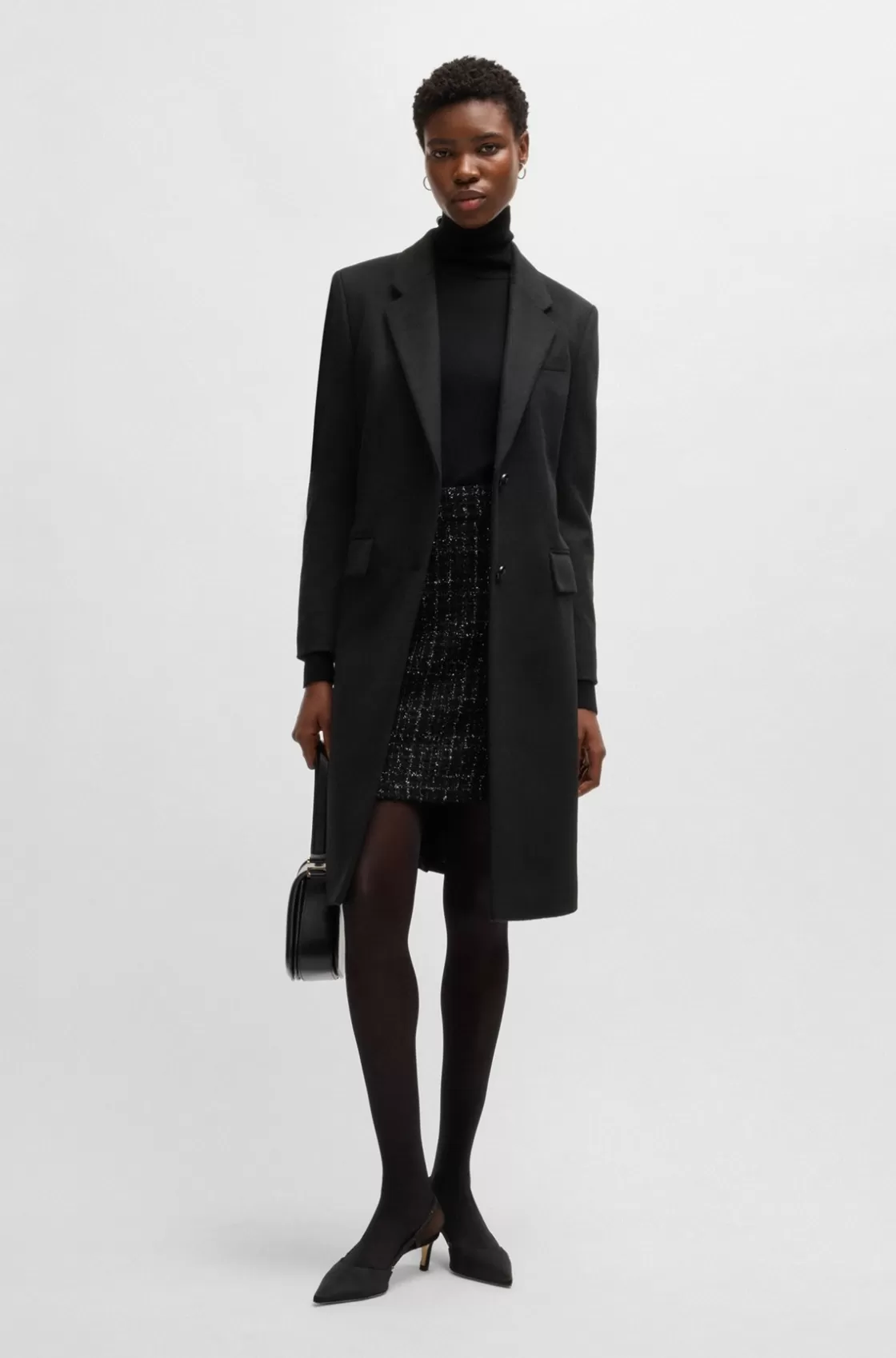 HUGO BOSS Slim-fit Coat In Wool And Cashmere Black Outlet