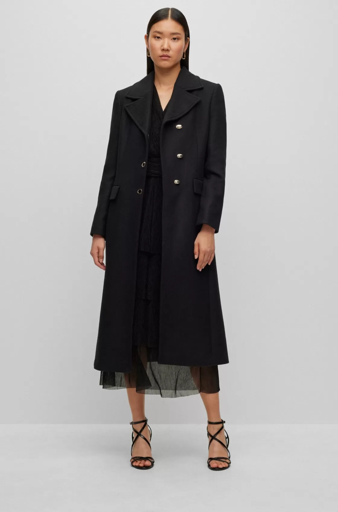 HUGO BOSS Slim-fit Coat With Turn-lock Buttons Black Best Sale