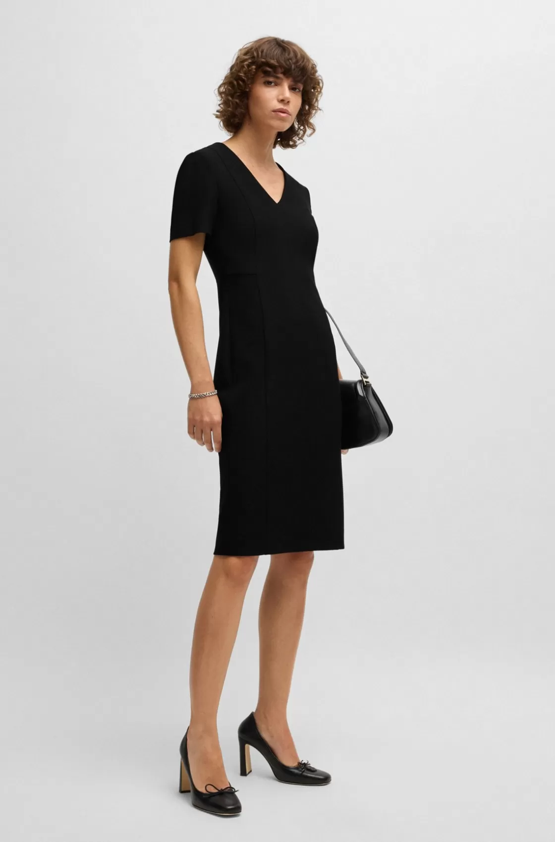 HUGO BOSS Slim-fit Dress With Full Rear Zip Black Hot