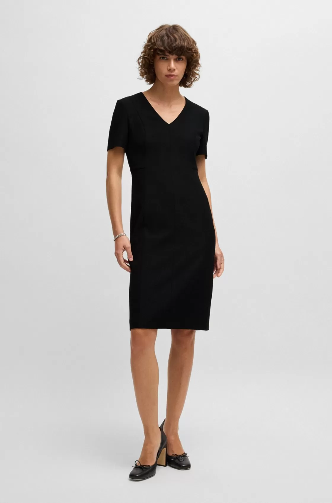 HUGO BOSS Slim-fit Dress With Full Rear Zip Black Hot
