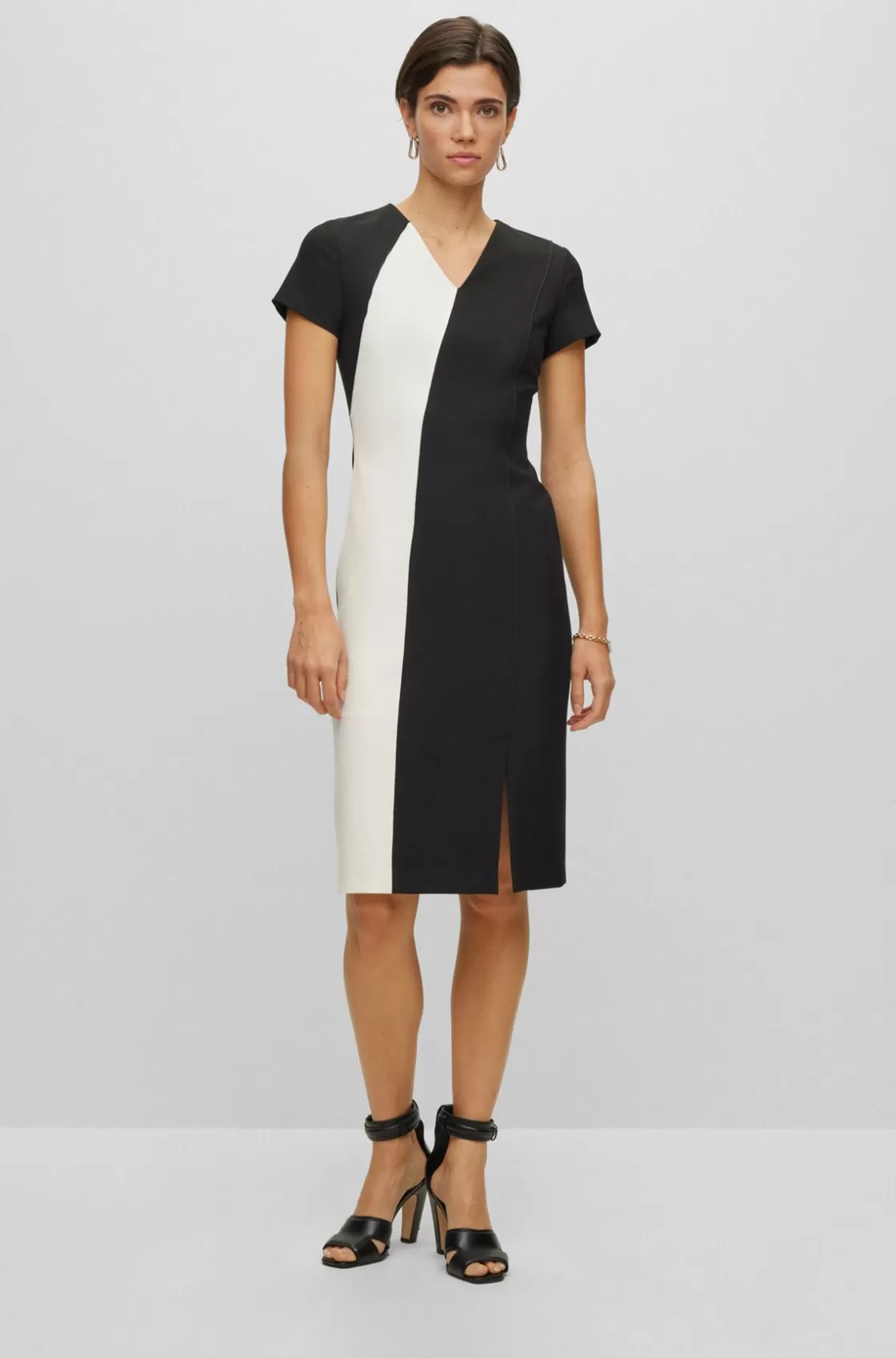 HUGO BOSS Slim-fit Dress With V Neckline Black Best Sale