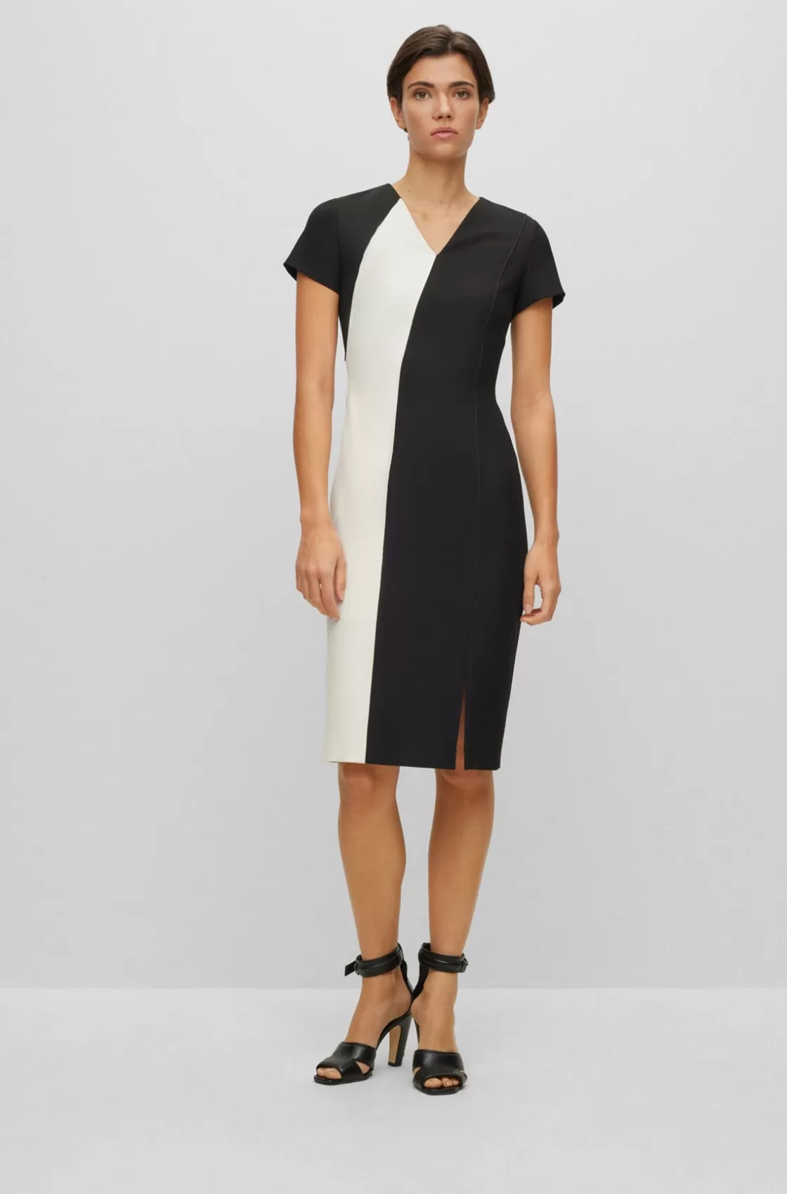 HUGO BOSS Slim-fit Dress With V Neckline Black Best Sale