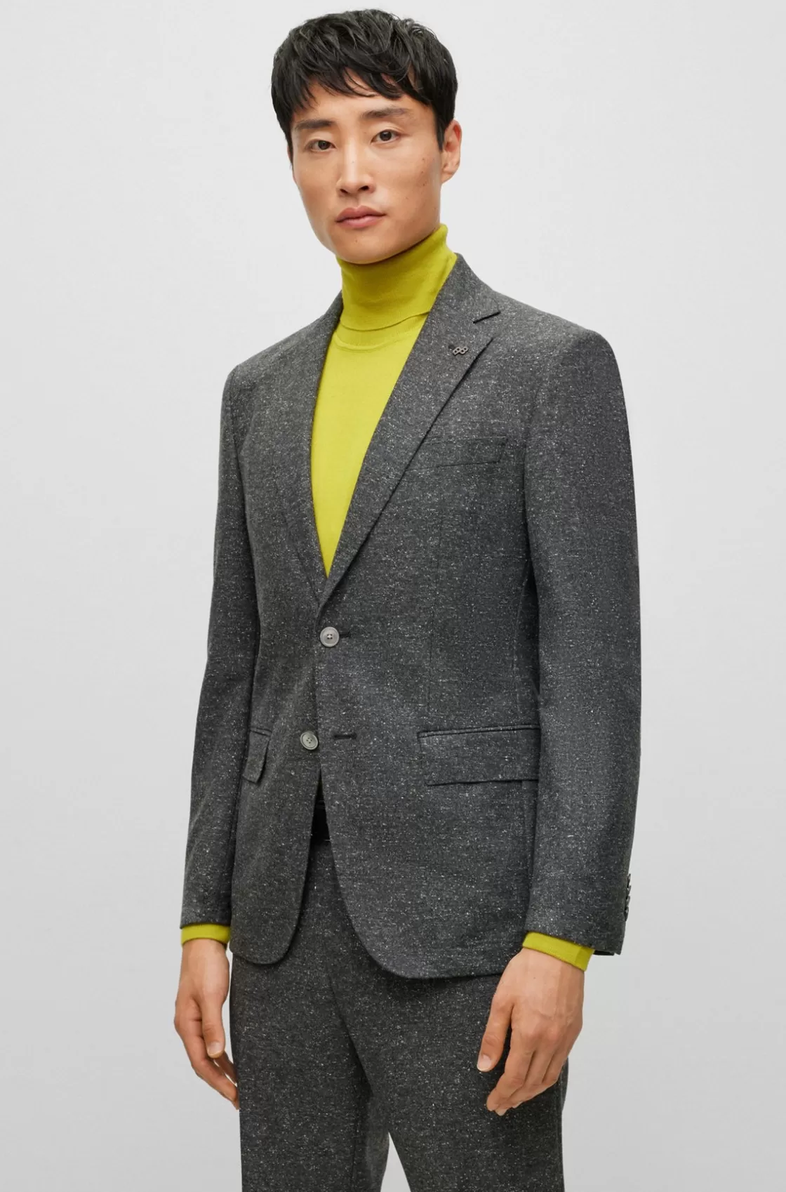 HUGO BOSS Slim-fit Jacket In A Micro-pattern Wool Blend Light Grey Best Sale