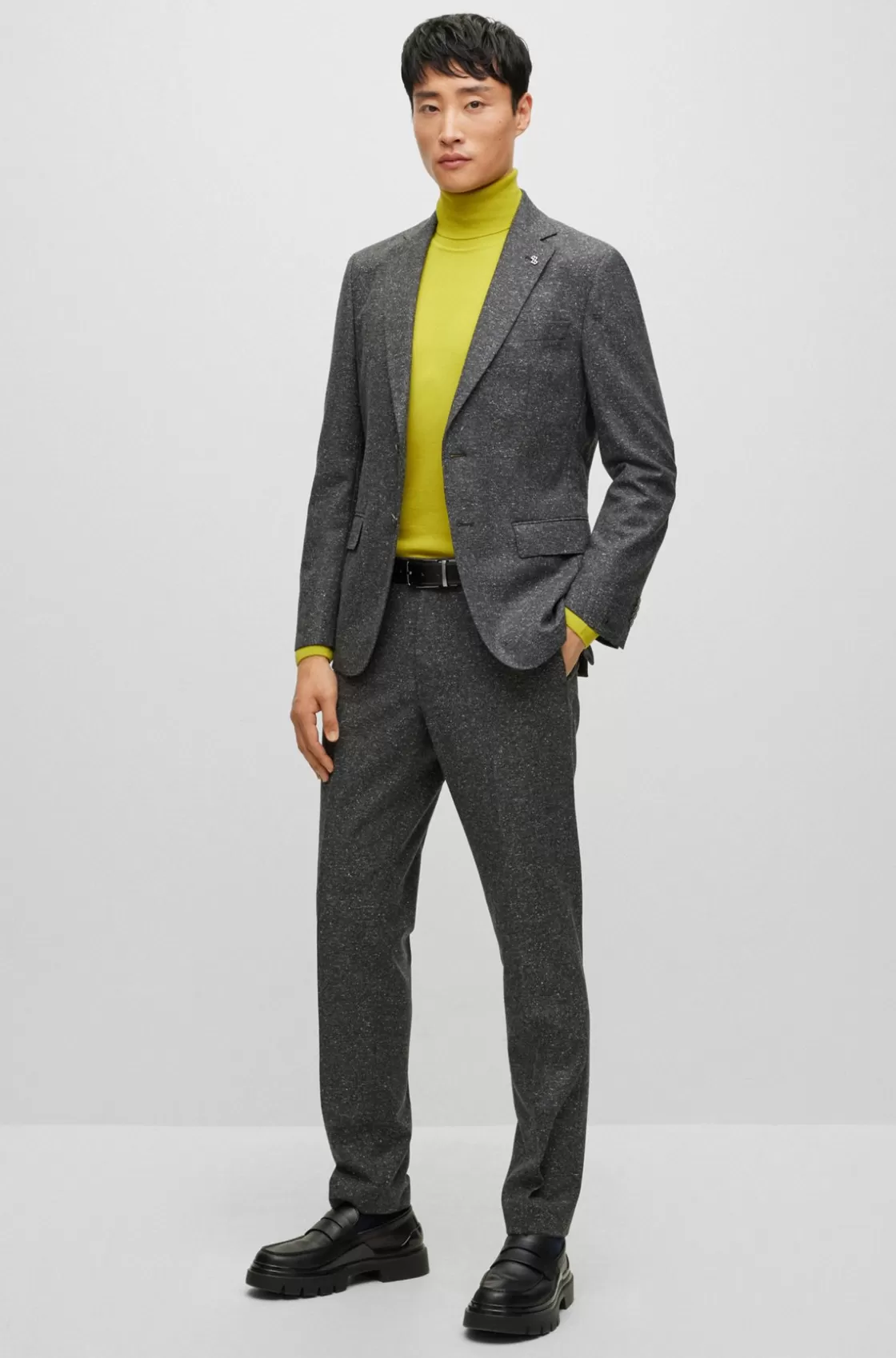 HUGO BOSS Slim-fit Jacket In A Micro-pattern Wool Blend Light Grey Best Sale