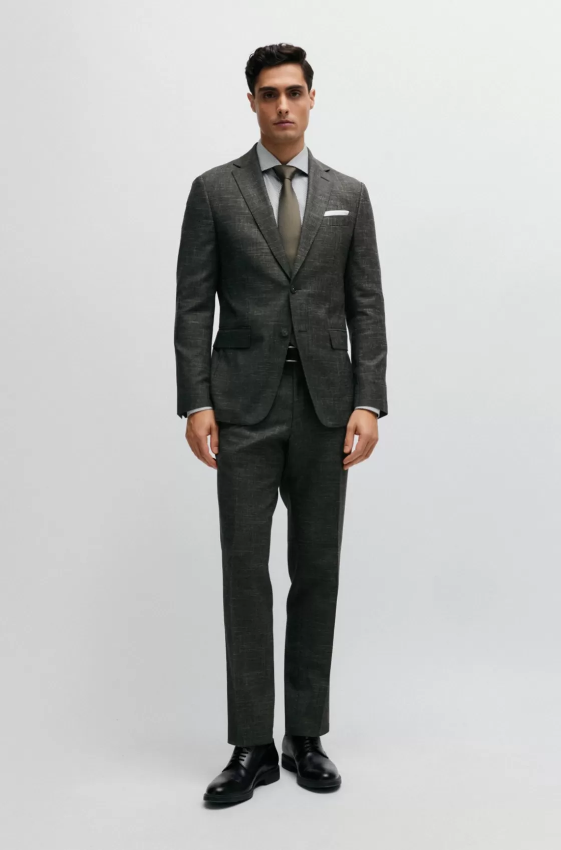 HUGO BOSS Slim-fit Jacket In A Patterned Wool Blend Dark Green Online