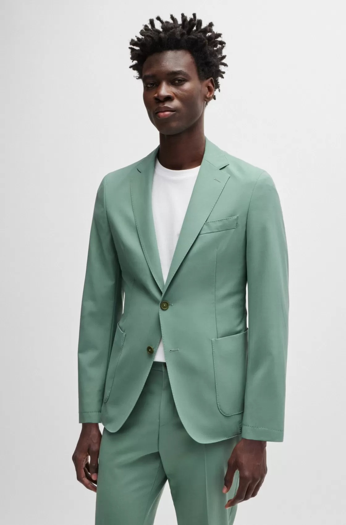 HUGO BOSS Slim-fit Jacket In A Performance-stretch Wool Blend Light Green Shop