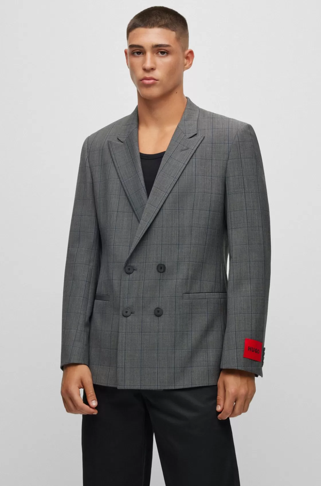 HUGO BOSS Slim-fit Jacket In A Performance-stretch Wool Blend Dark Grey Outlet