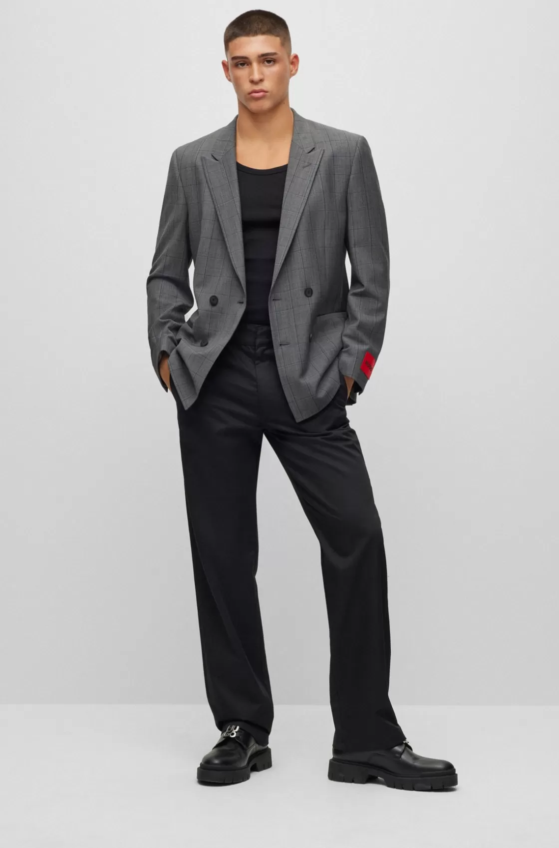 HUGO BOSS Slim-fit Jacket In A Performance-stretch Wool Blend Dark Grey Outlet