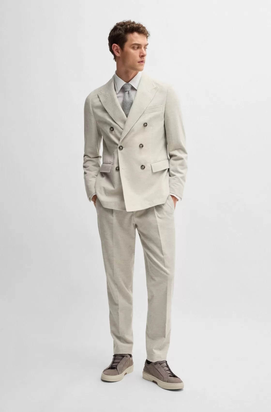HUGO BOSS Slim-fit Jacket In Cotton-cashmere Corduroy White Cheap