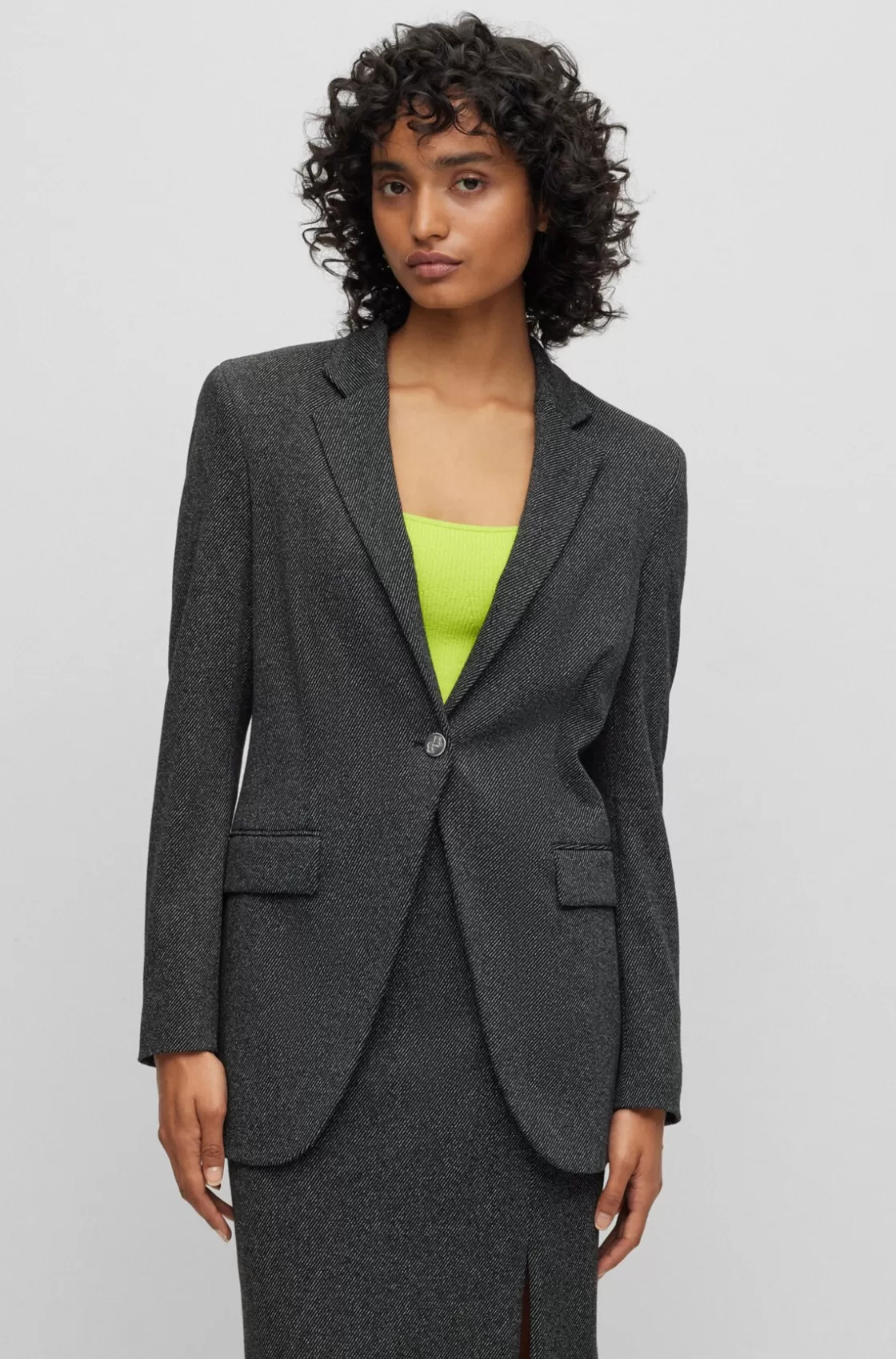 HUGO BOSS Slim-fit Jacket In Heavyweight Woven Cloth Patterned Store