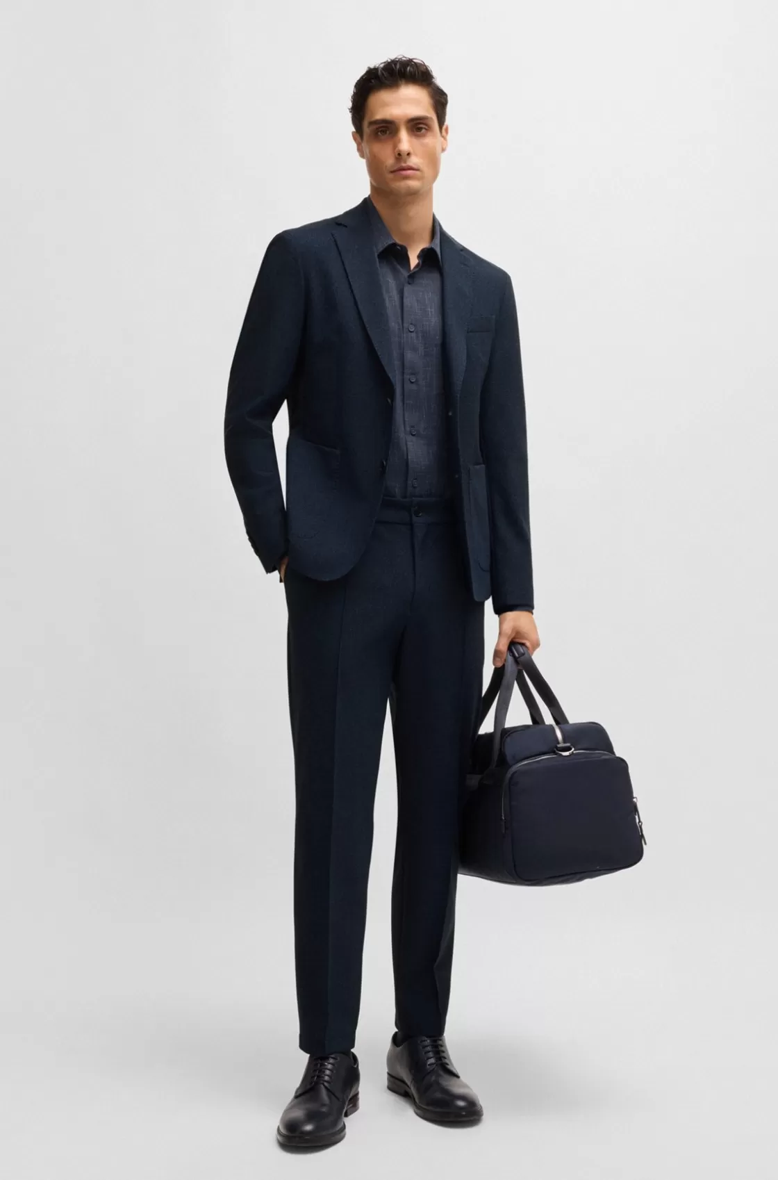 HUGO BOSS Slim-fit Jacket In Micro-patterned Performance-stretch Fabric Dark Blue Online