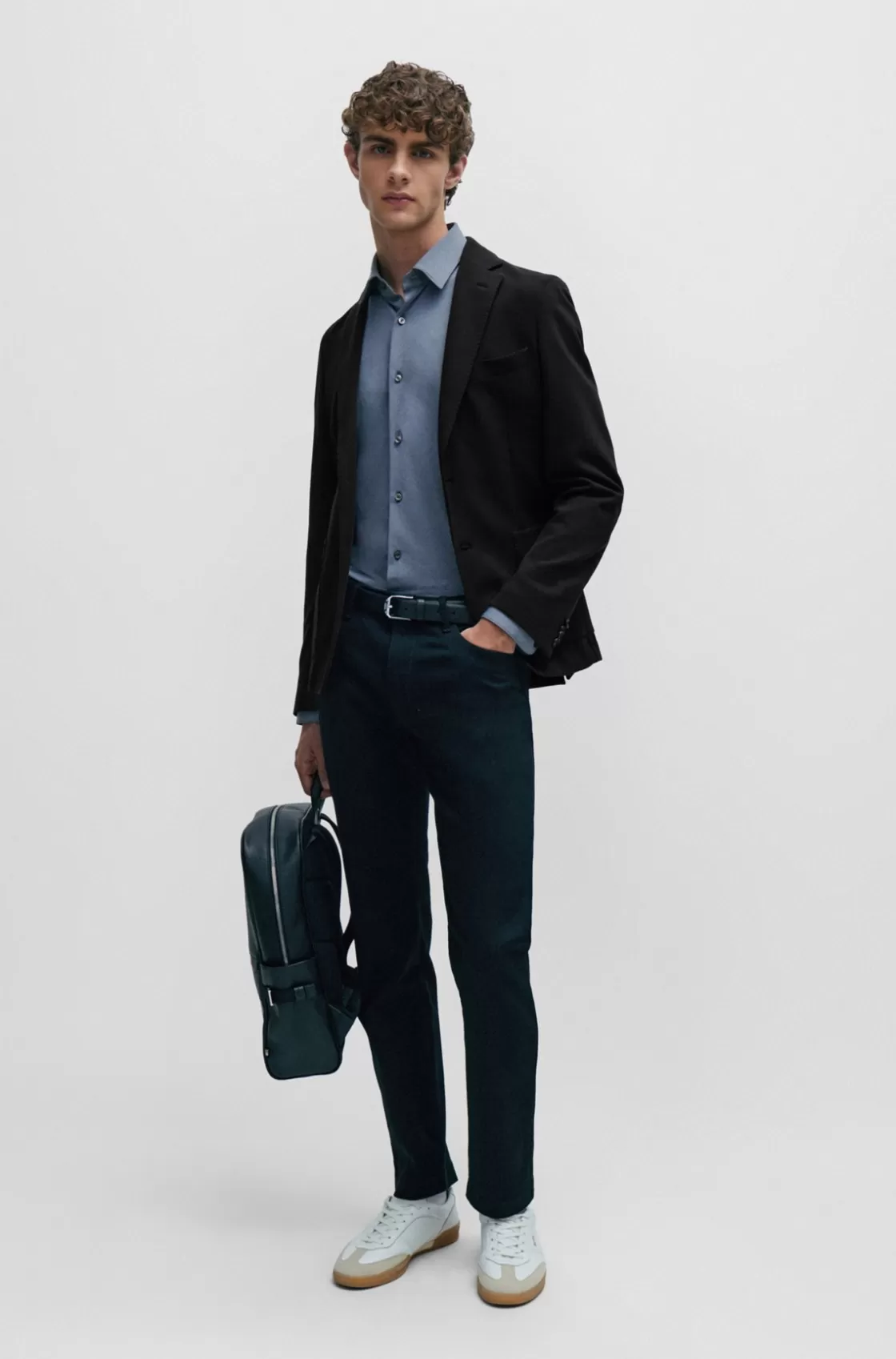 HUGO BOSS Slim-fit Jacket In Micro-patterned Performance-stretch Material Black Hot