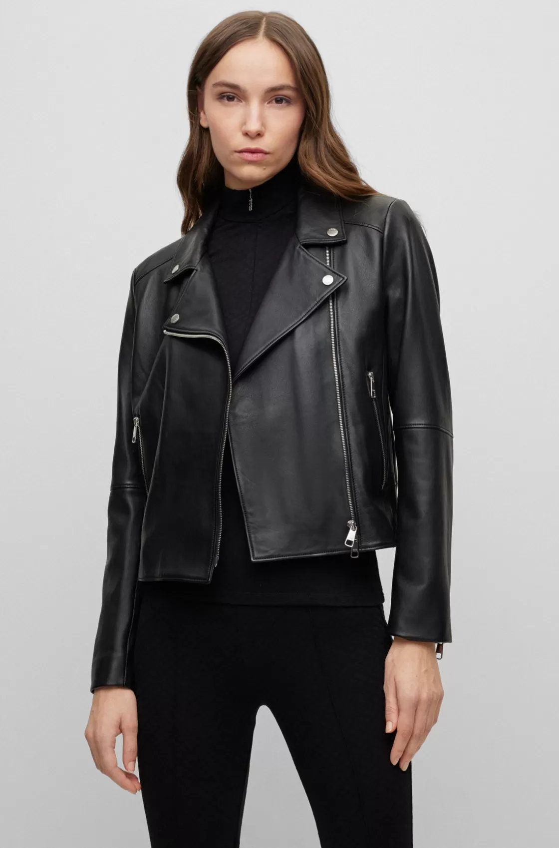 HUGO BOSS Slim-fit Jacket In Naturally Tanned Leather Black Shop
