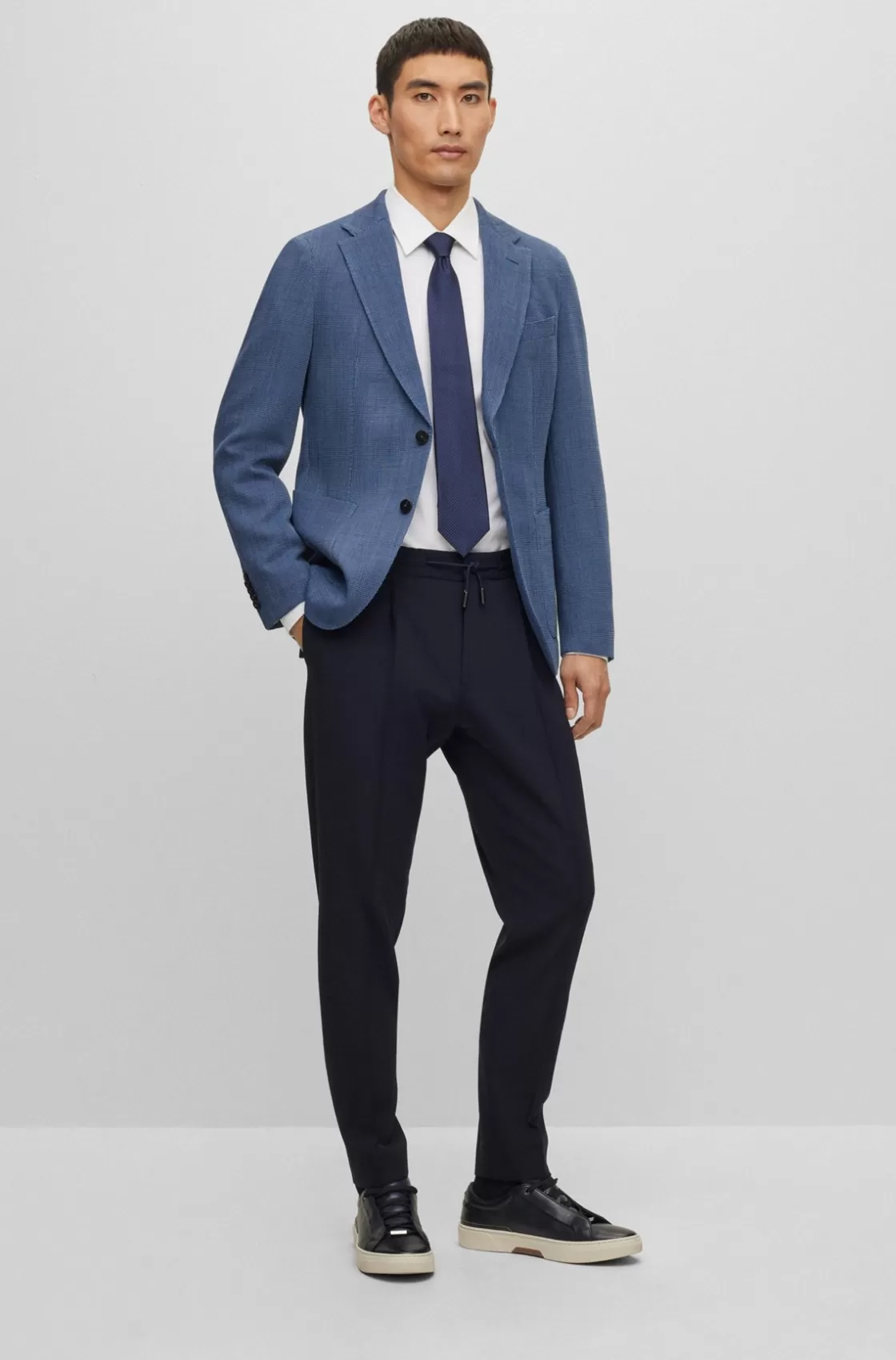 HUGO BOSS Slim-fit Jacket In Stretch-wool Seersucker Light Blue Sale