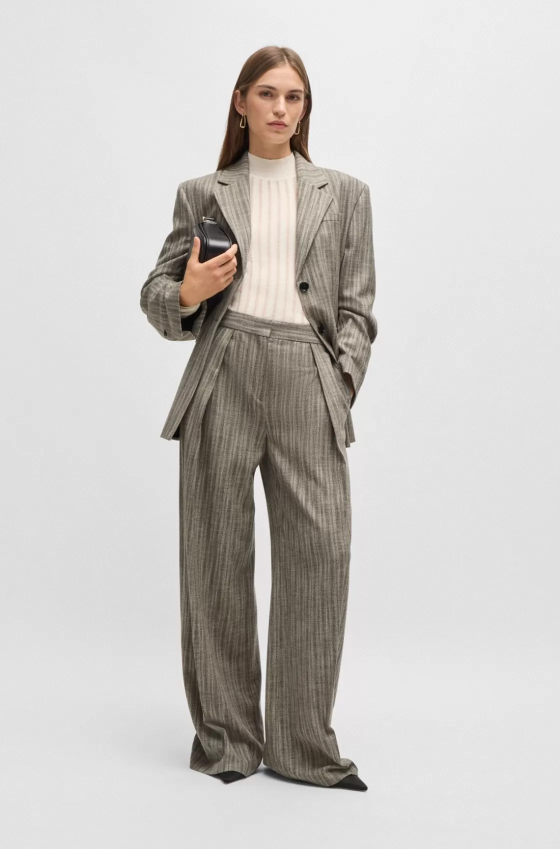 HUGO BOSS Slim-fit Jacket In Striped Stretch Cloth Patterned Hot