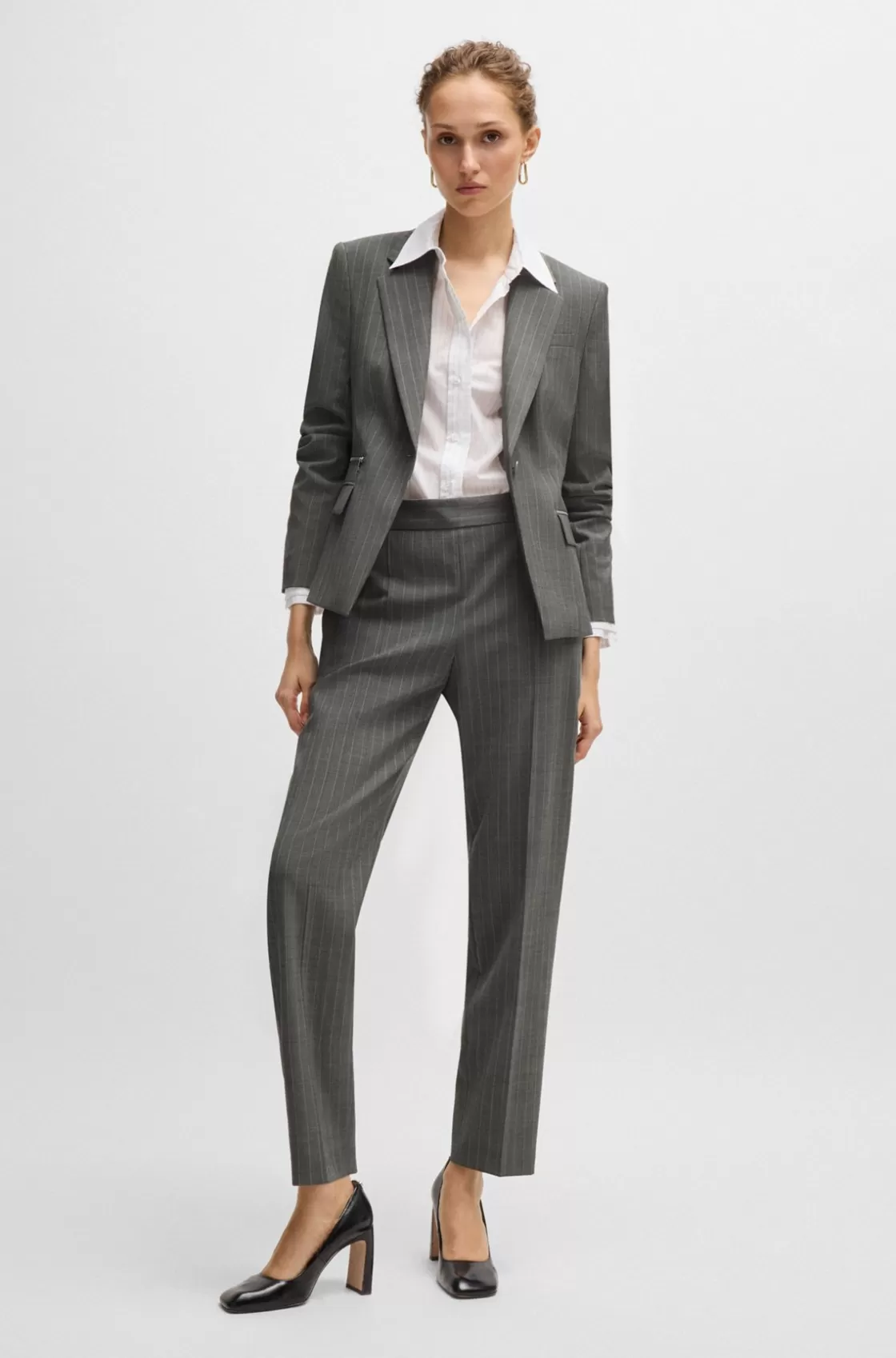 HUGO BOSS Slim-fit Jacket In Striped Wool Patterned Online