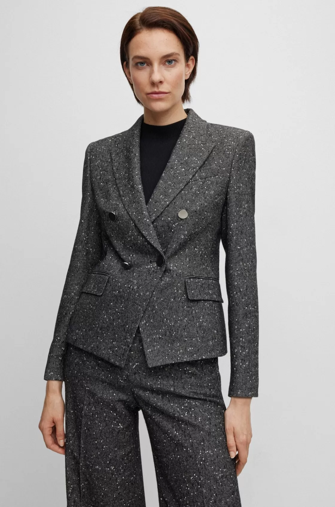 HUGO BOSS Slim-fit Jacket In Structured Tweed Patterned Online