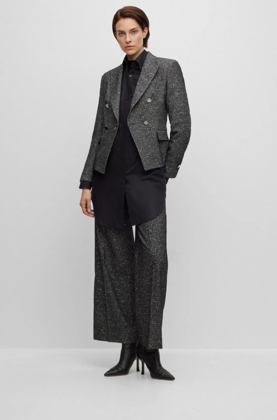 HUGO BOSS Slim-fit Jacket In Structured Tweed Patterned Online