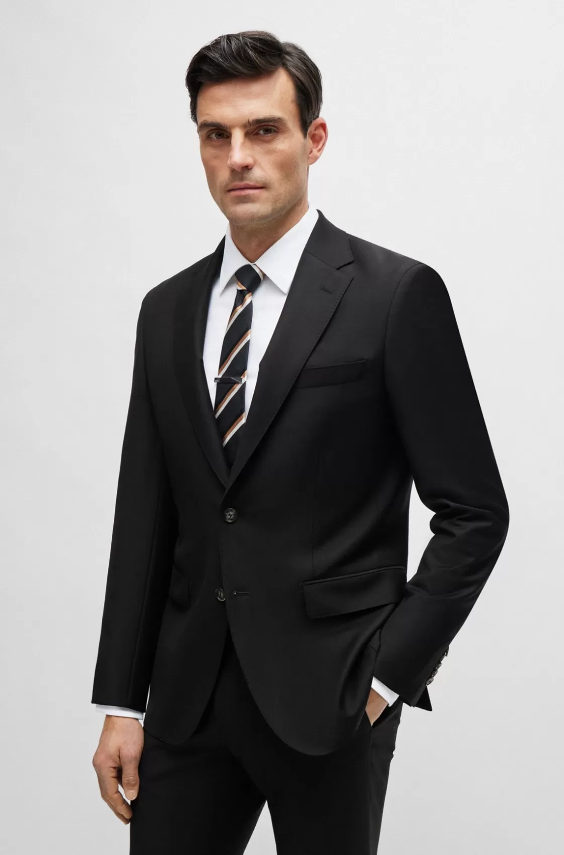 HUGO BOSS Slim-fit Jacket In Virgin Wool With Stretch Black Best Sale