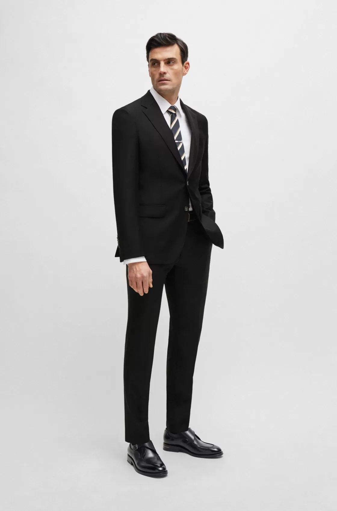HUGO BOSS Slim-fit Jacket In Virgin Wool With Stretch Black Best Sale