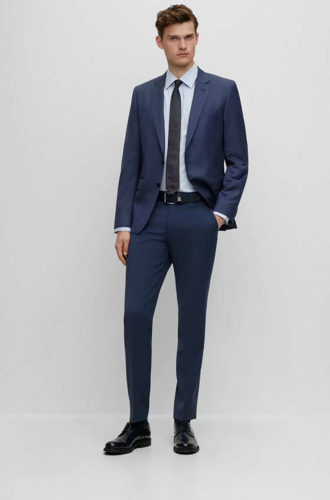 HUGO BOSS Slim-fit Jacket In Virgin-wool Serge Light Blue Flash Sale