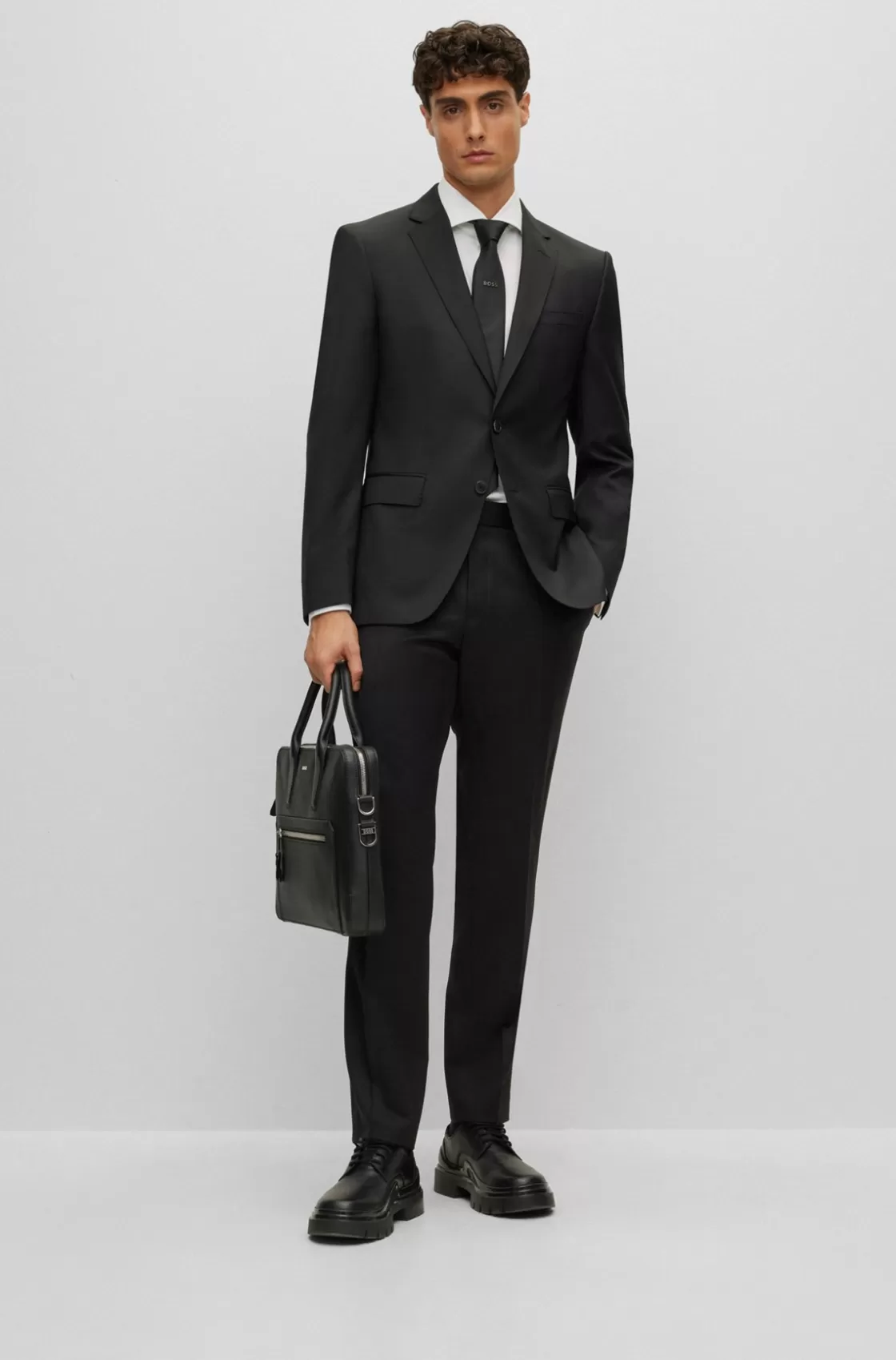 HUGO BOSS Slim-fit Jacket In Virgin-wool Serge Black Store