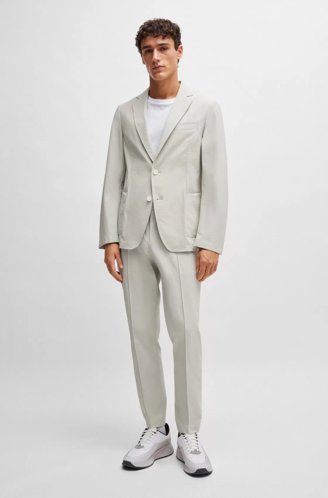 HUGO BOSS Slim-fit Jacket In Water-repellent Performance-stretch Cloth White Clearance