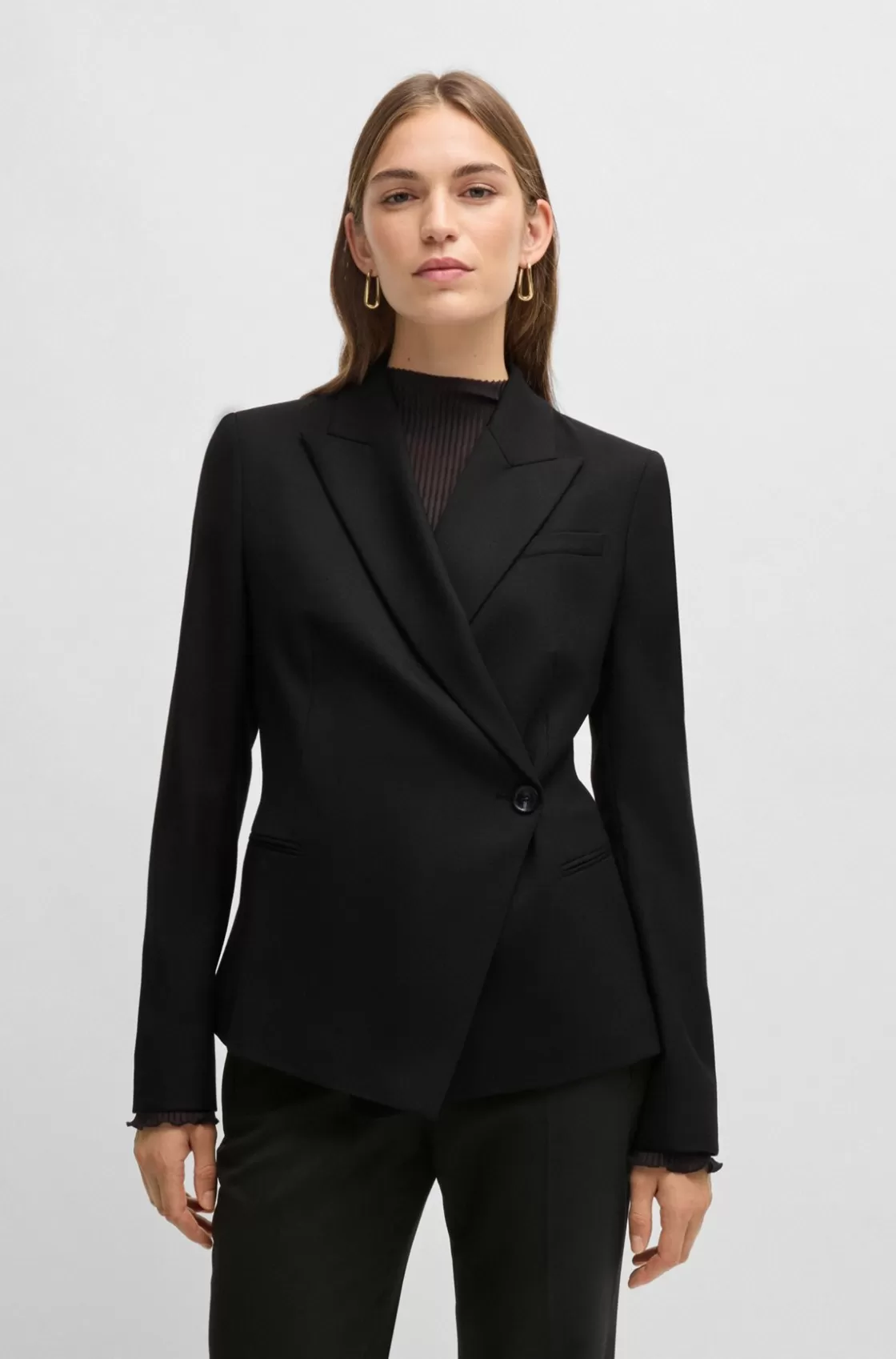 HUGO BOSS Slim-fit Jacket In Wool Twill Black Shop
