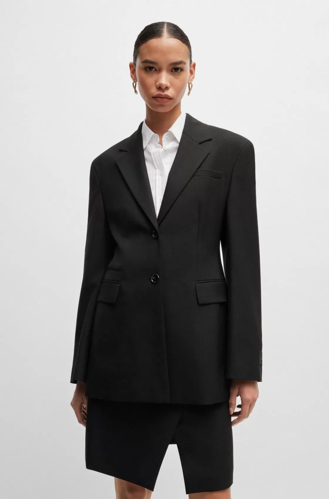HUGO BOSS Slim-fit Jacket In Wool Twill Black Store