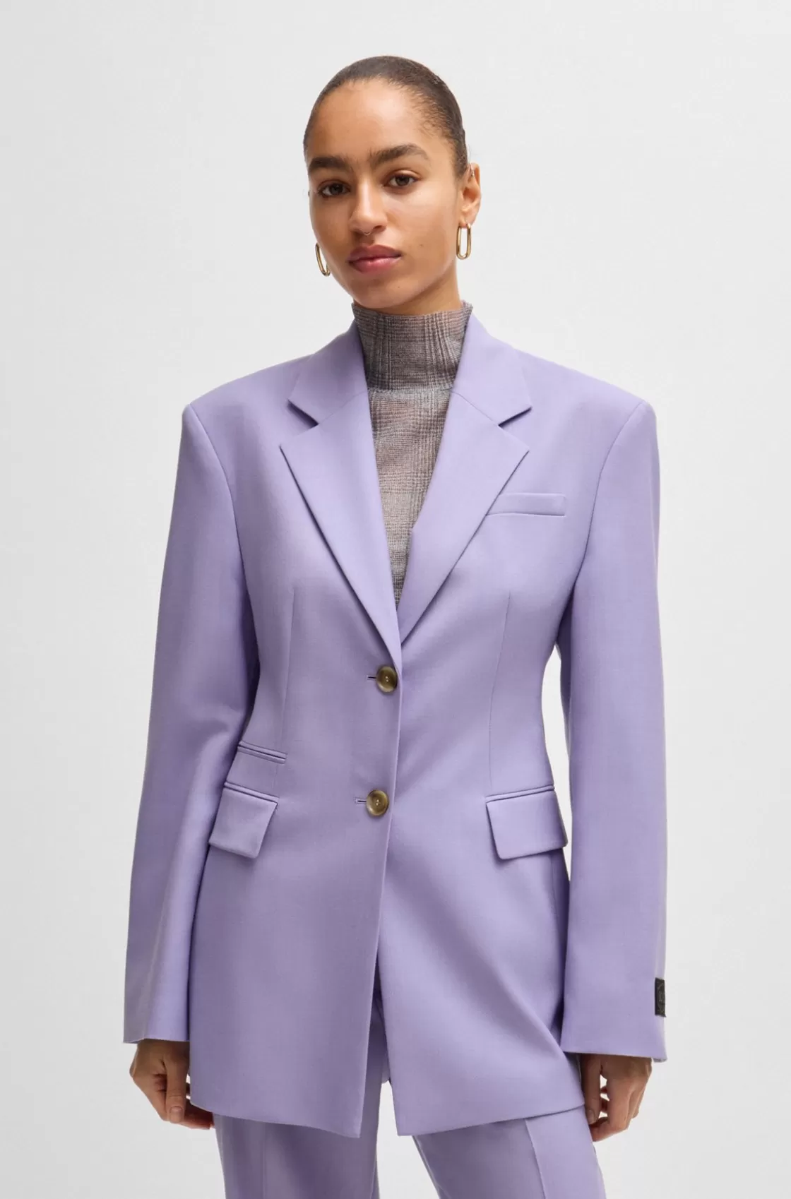 HUGO BOSS Slim-fit Jacket In Wool Twill Purple Shop
