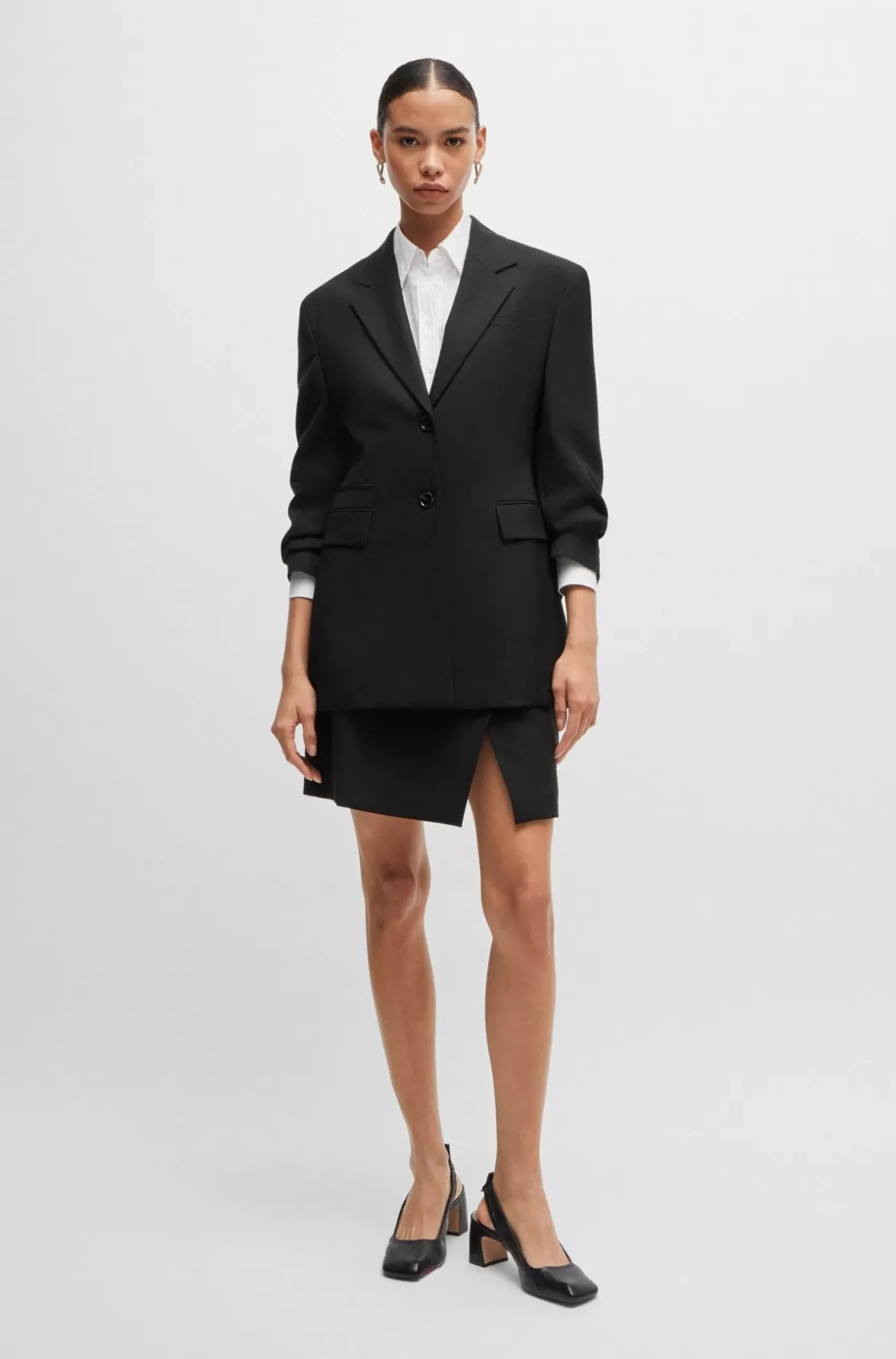 HUGO BOSS Slim-fit Jacket In Wool Twill Black Store
