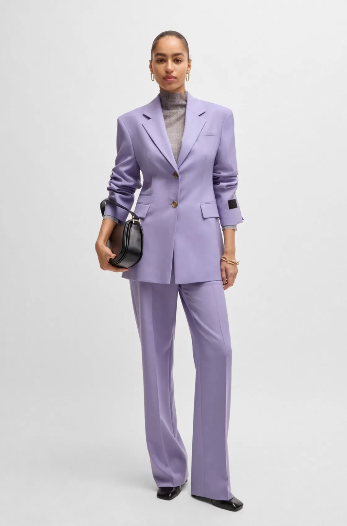 HUGO BOSS Slim-fit Jacket In Wool Twill Purple Shop