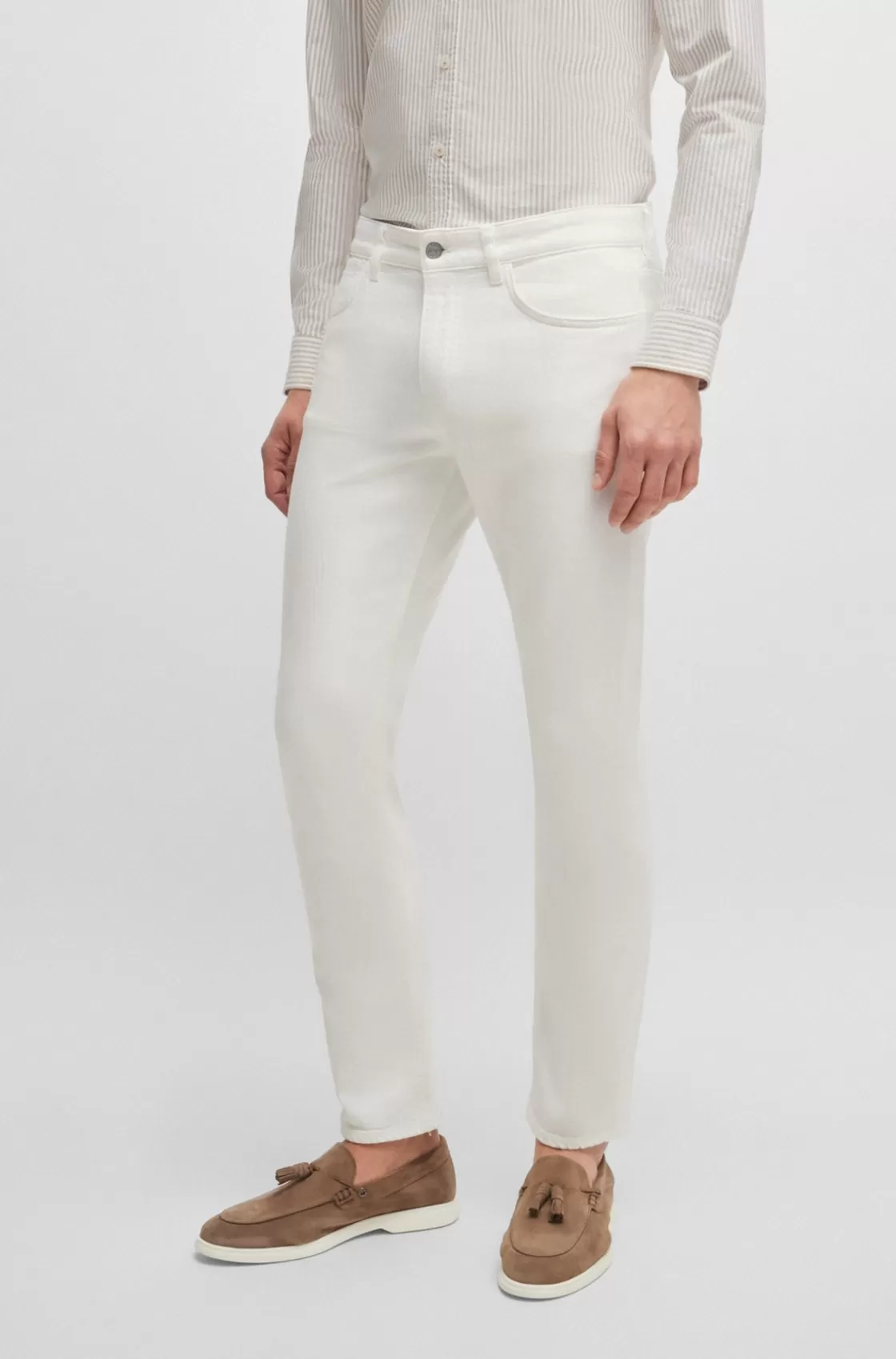HUGO BOSS Slim-fit Jeans In Black Mechanical-stretch Denim White Flash Sale