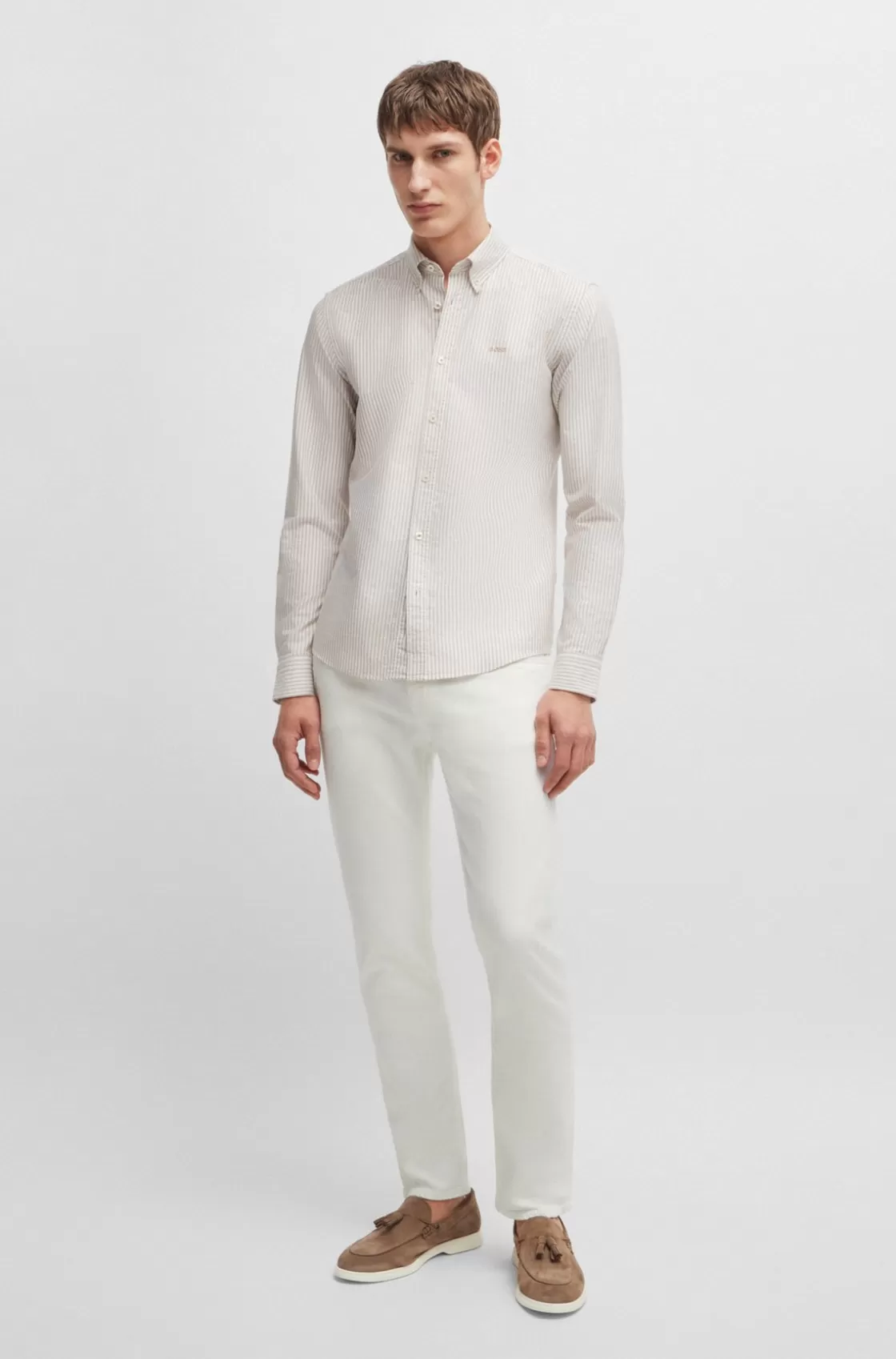 HUGO BOSS Slim-fit Jeans In Black Mechanical-stretch Denim White Flash Sale